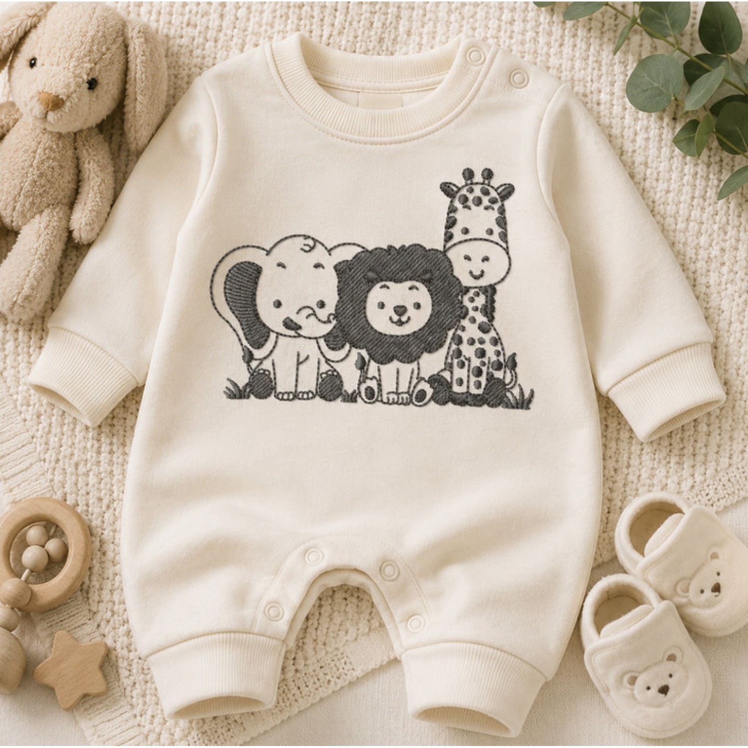 Safari Baby Animals Embroidery Design