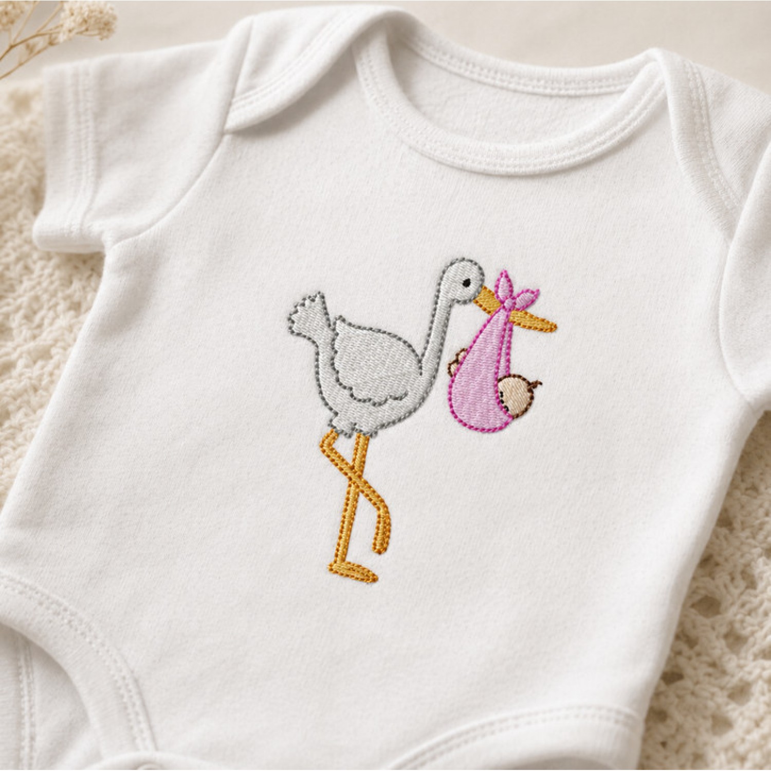 Sweet Stork Baby Embroidery Design
