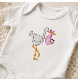 Sweet Stork Baby Embroidery Design