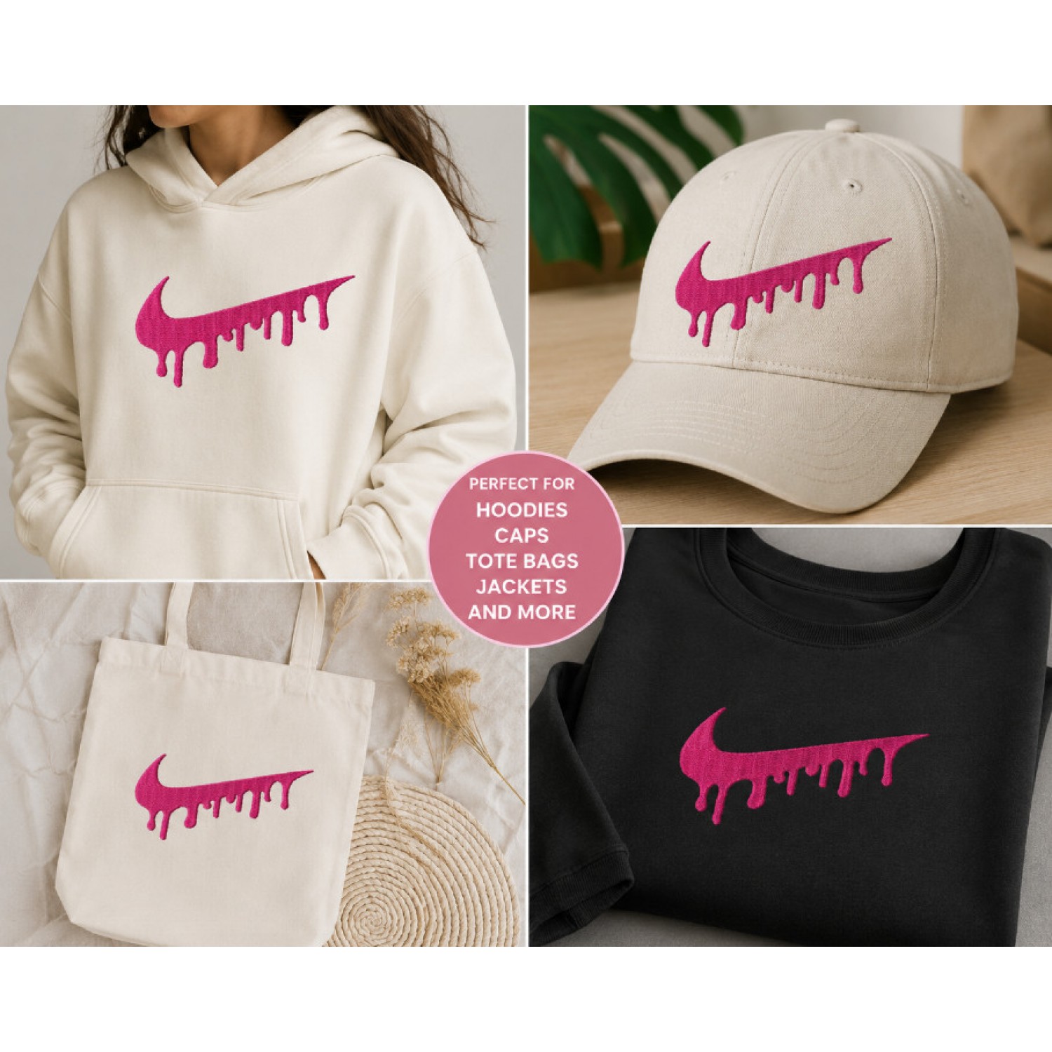 Trendy Drip Swoosh Embroidery Design