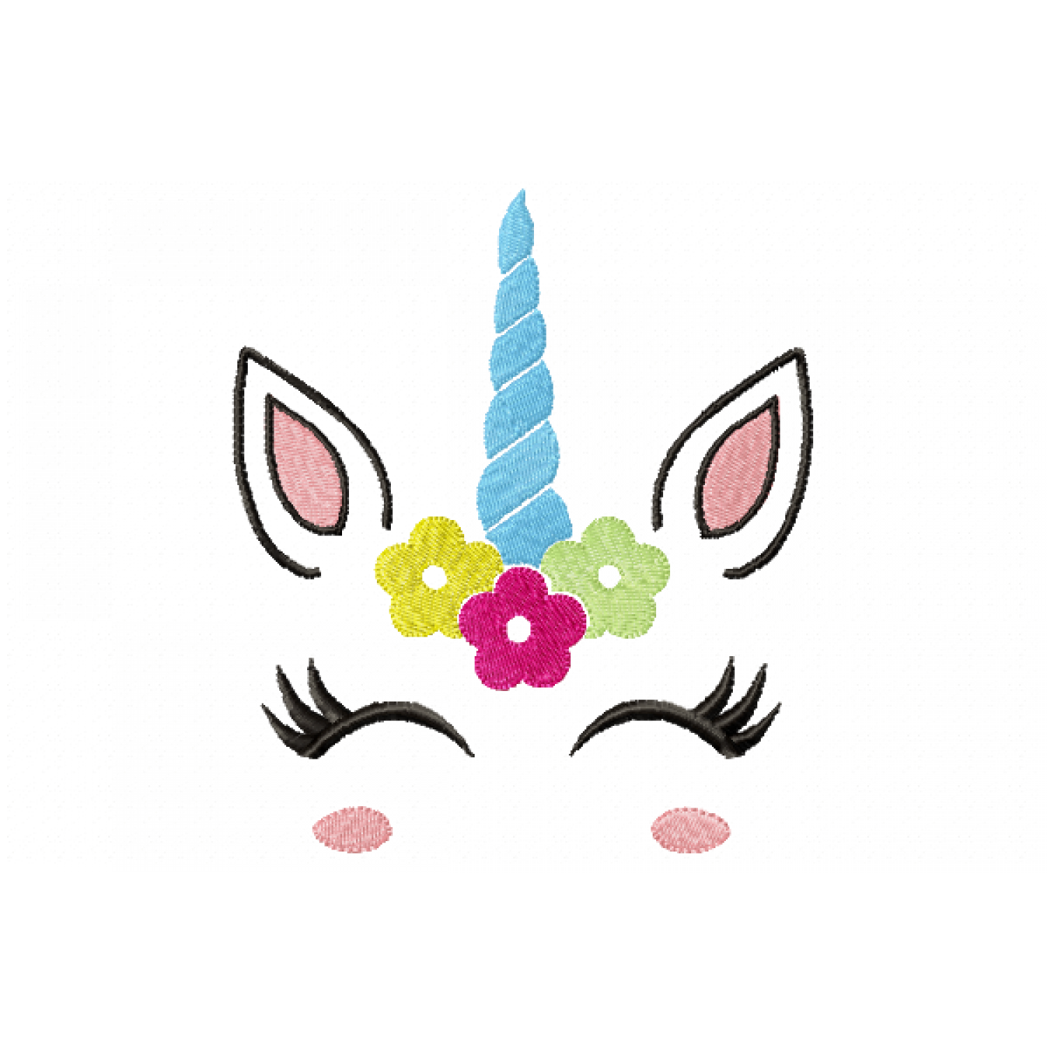 Cute Unicorn Face Embroidery Design 5x7
