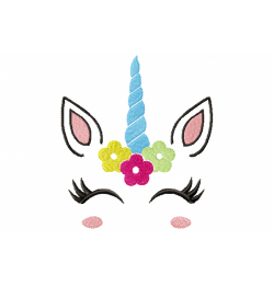 Cute Unicorn Face Embroidery Design 5x7