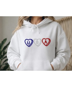 USA Heart Trio Monogram Embroidery Design 6x10