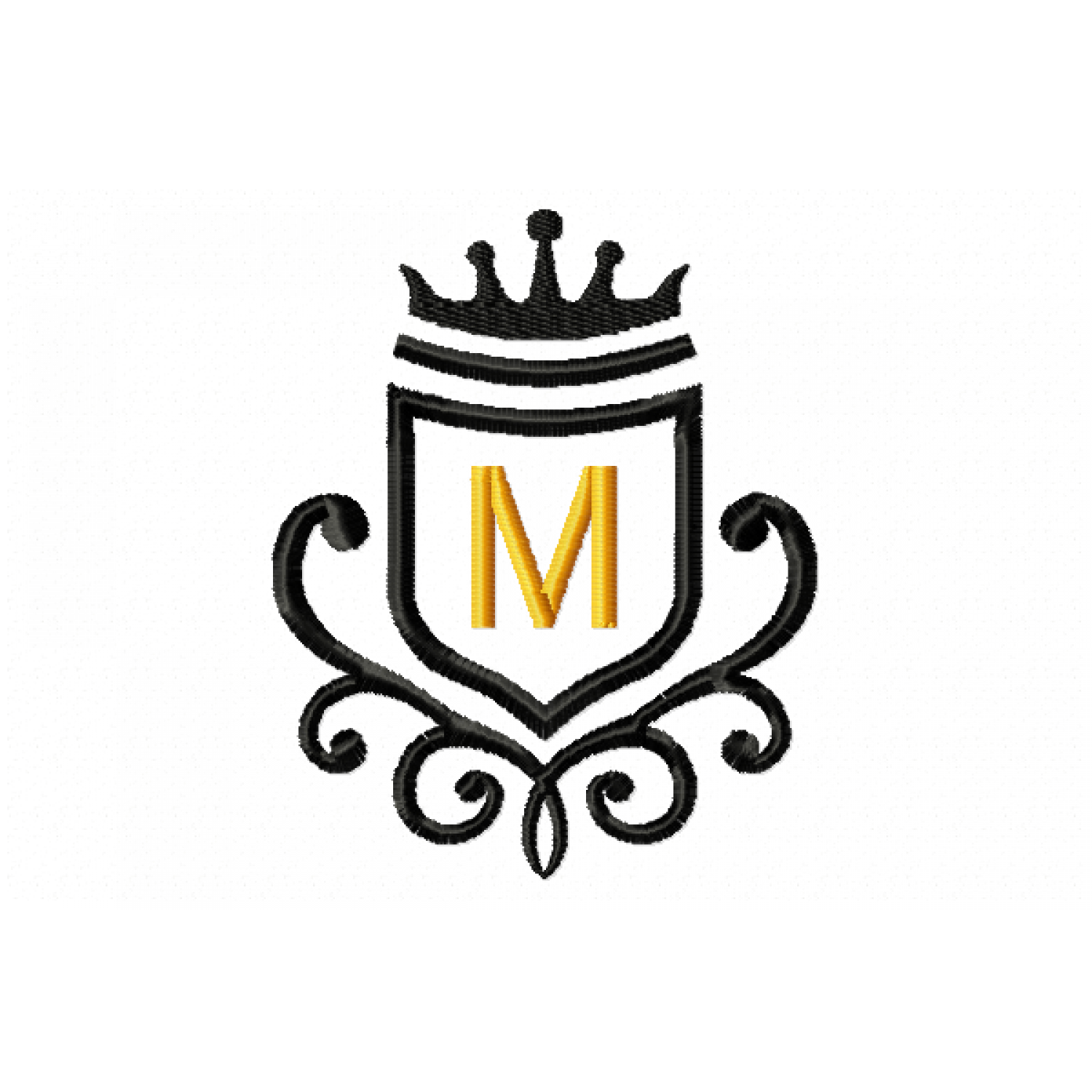 Vintage Royal Letter M Embroidery Design 4x4