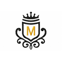 Vintage Royal Letter M Embroidery Design 4x4