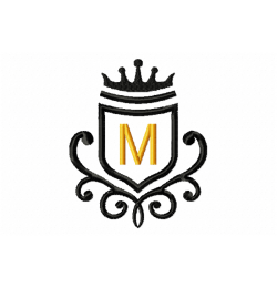 Vintage Royal Letter M Embroidery Design 4x4