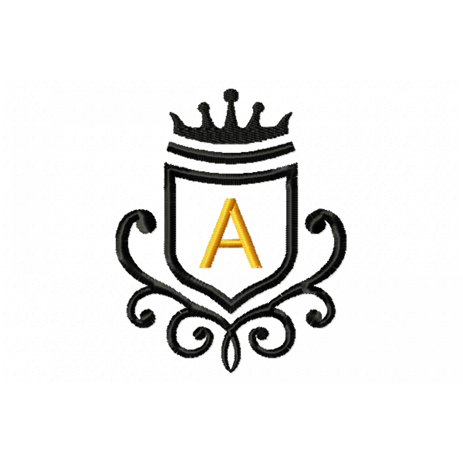 Vintage Royal Letter A Embroidery Design 4x4