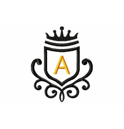 Vintage Royal Letter A Embroidery Design 4x4