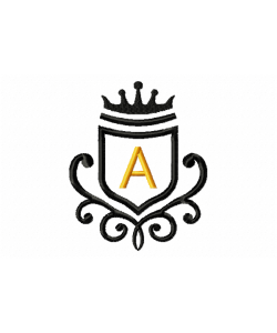 Vintage Royal Letter A Embroidery Design 4x4