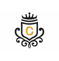 Vintage Royal Letter C Embroidery Design 4x4