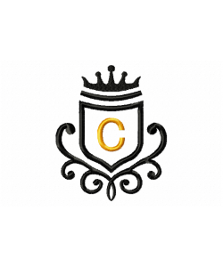 Vintage Royal Letter C Embroidery Design 4x4