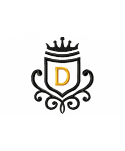 Vintage Royal Letter D Embroidery Design 4x4