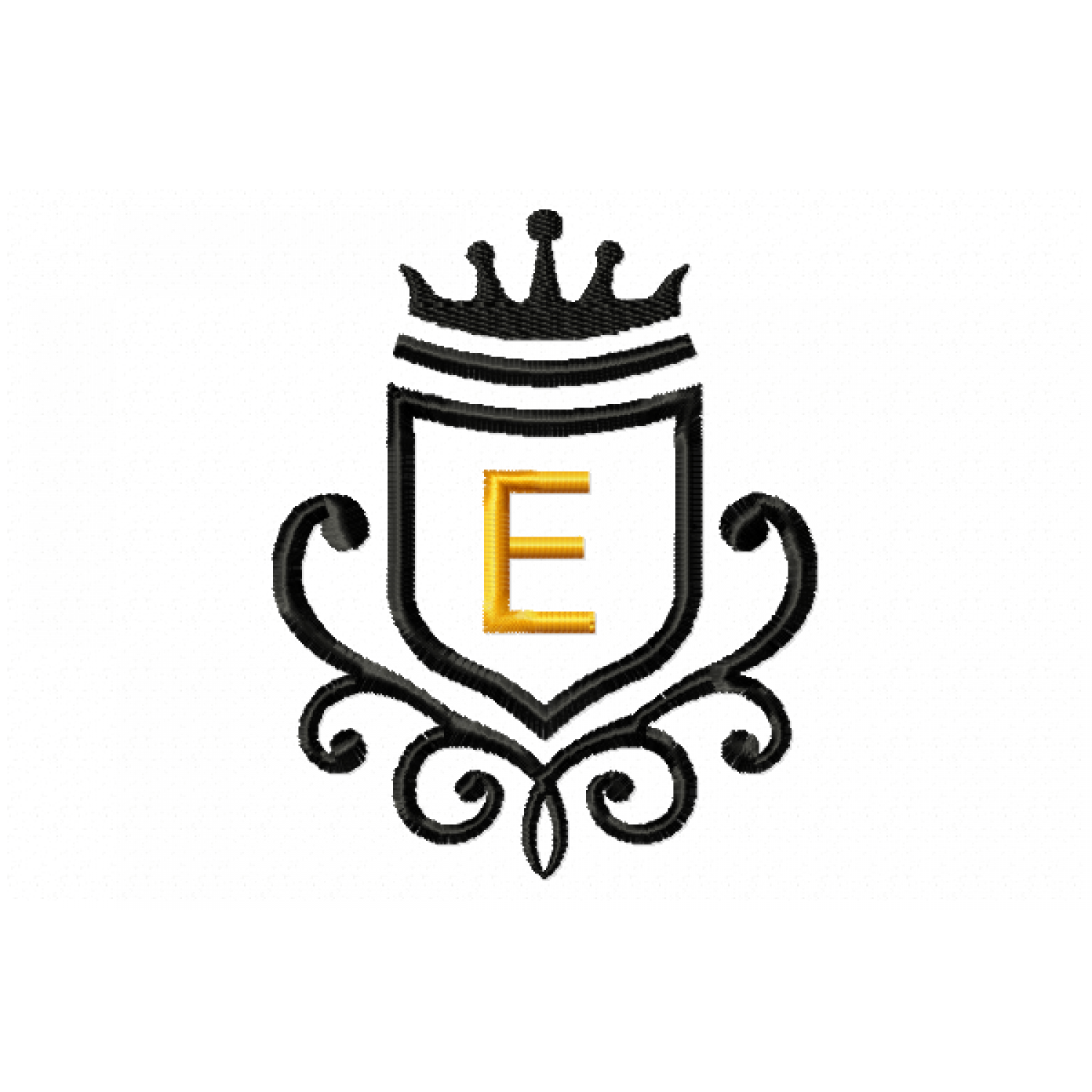 Vintage Royal Letter E Embroidery Design 4x4
