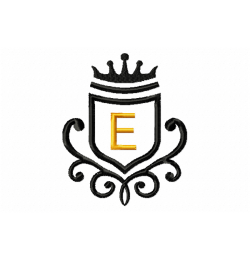 Vintage Royal Letter E Embroidery Design 4x4