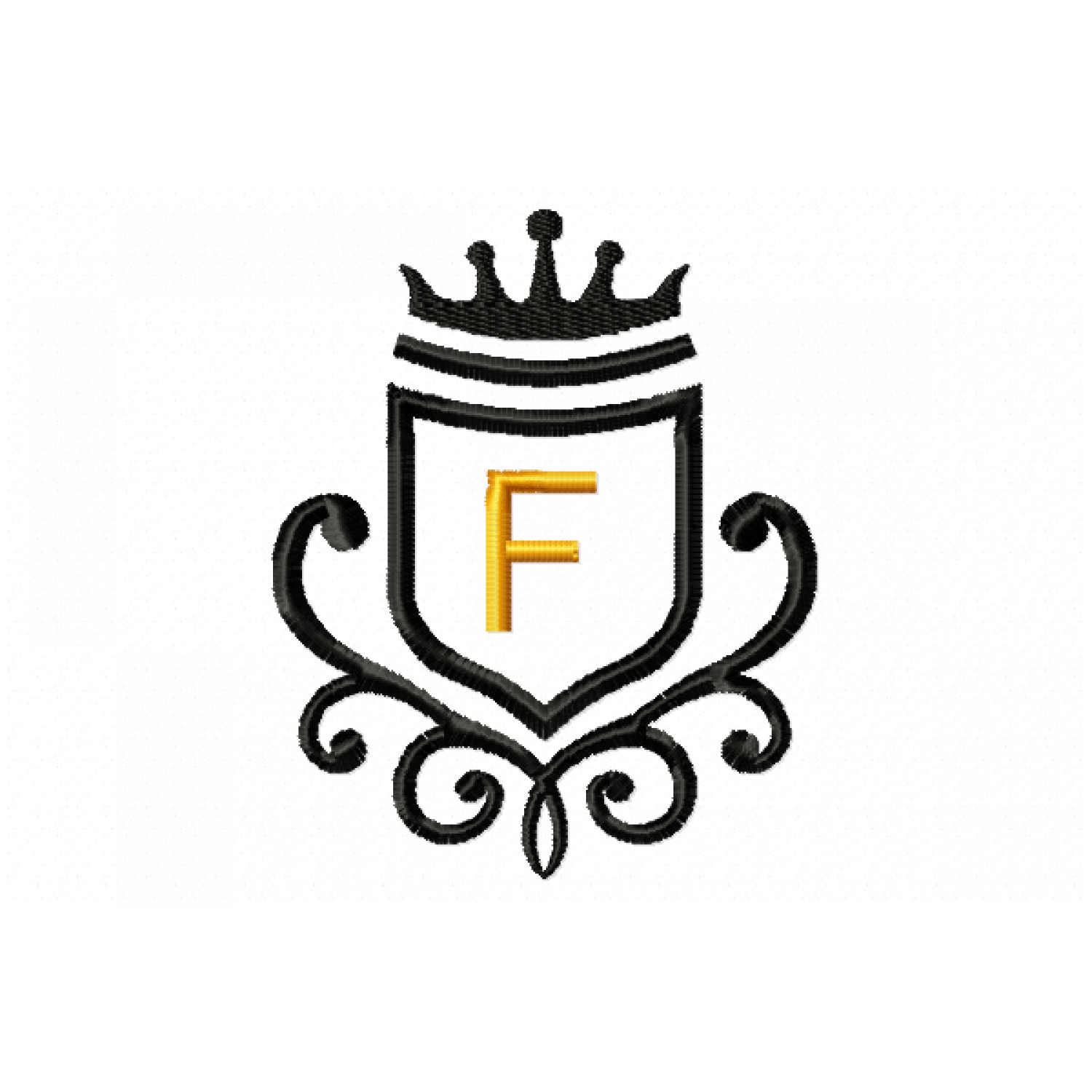 Vintage Royal Letter F Embroidery Design 4x4