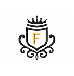 Vintage Royal Letter F Embroidery Design 4x4