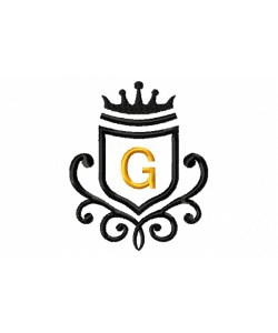 Vintage Royal Letter G Embroidery Design 4x4