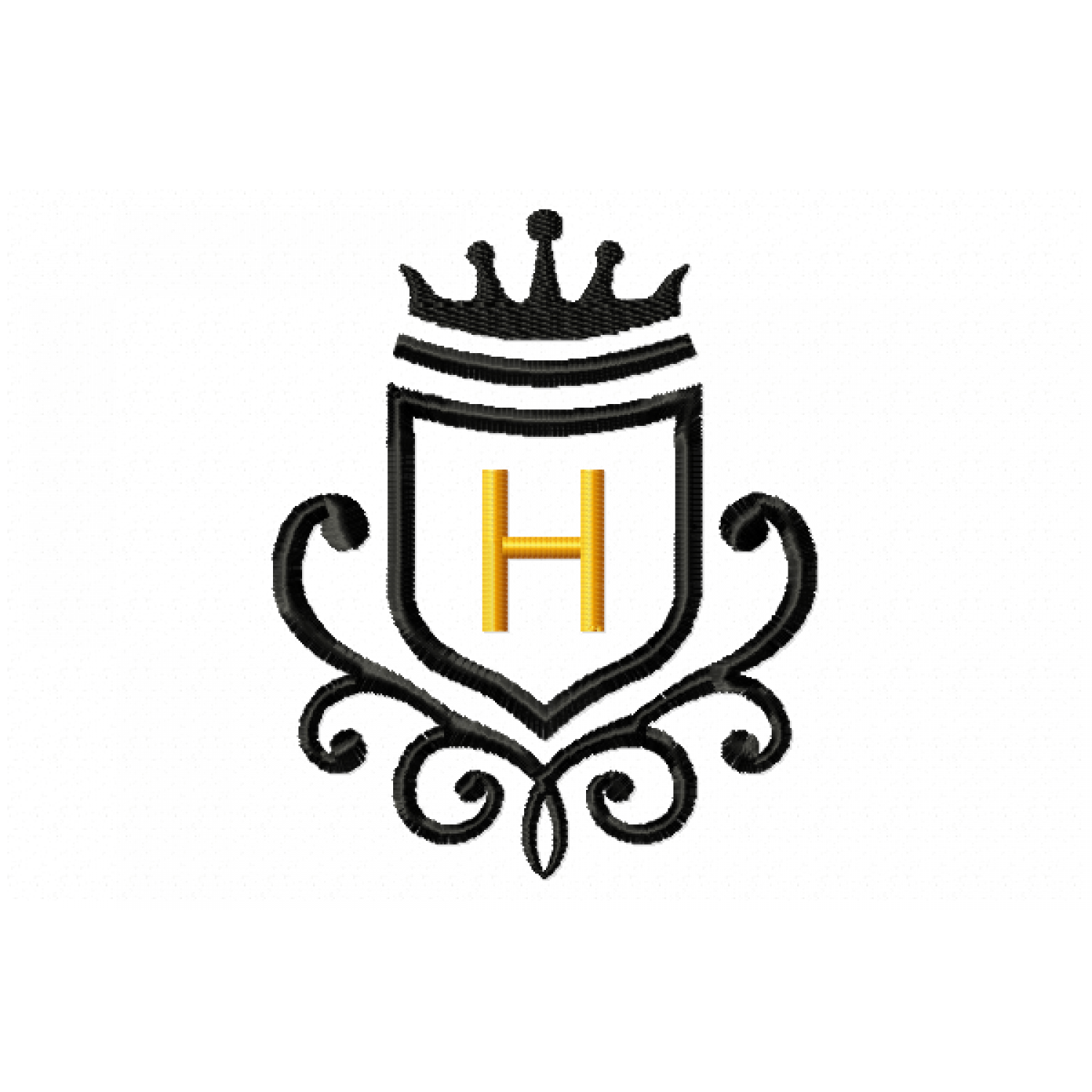 Vintage Royal Letter H Embroidery Design 4x4