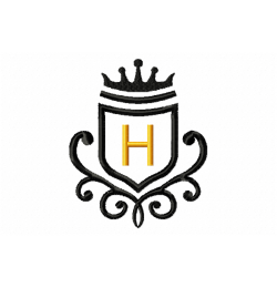 Vintage Royal Letter H Embroidery Design 4x4