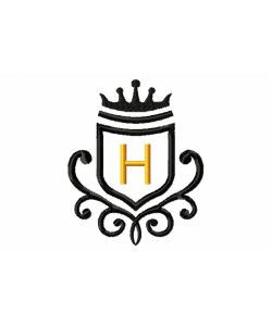 Vintage Royal Letter H Embroidery Design 4x4