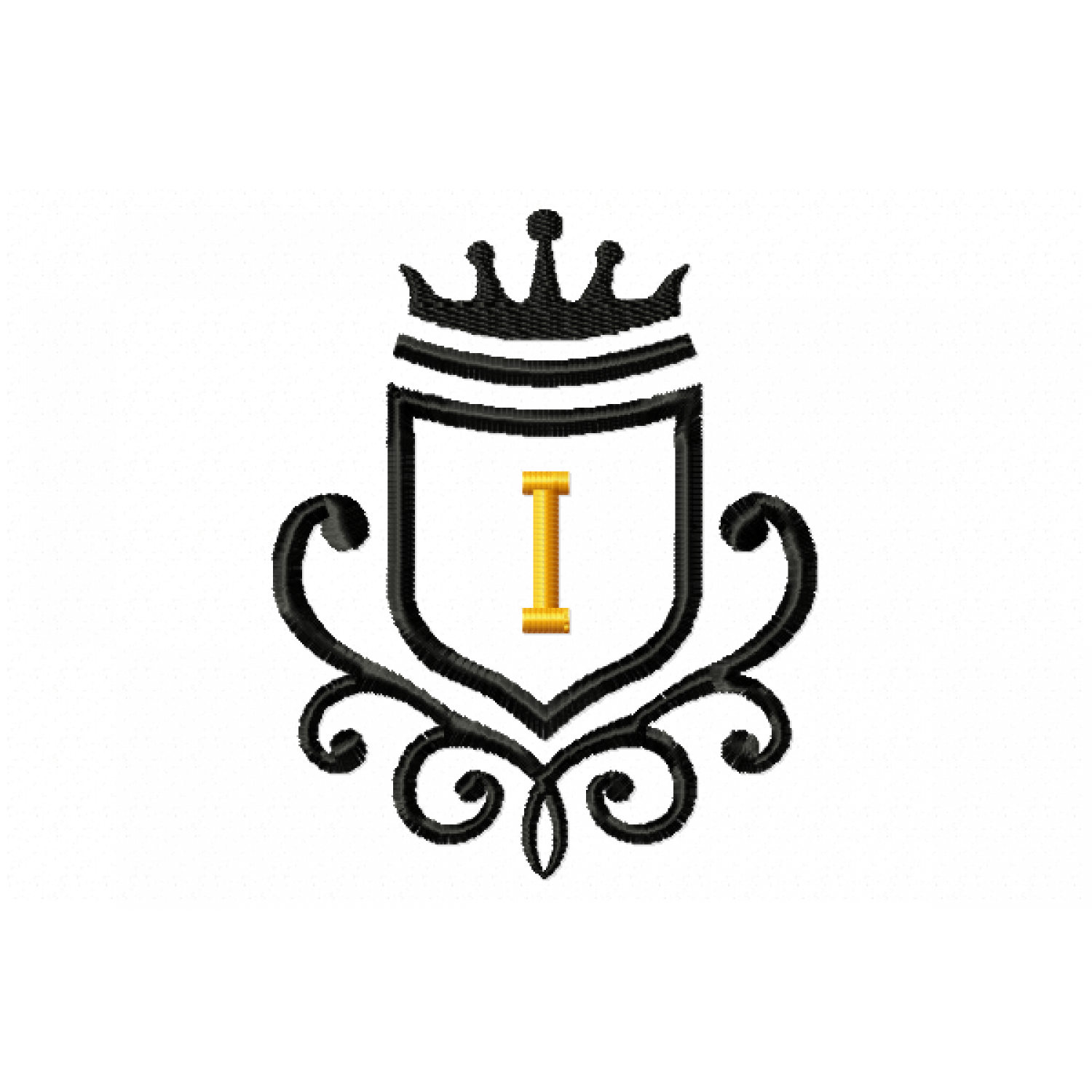 Vintage Royal Letter I Embroidery Design 4x4