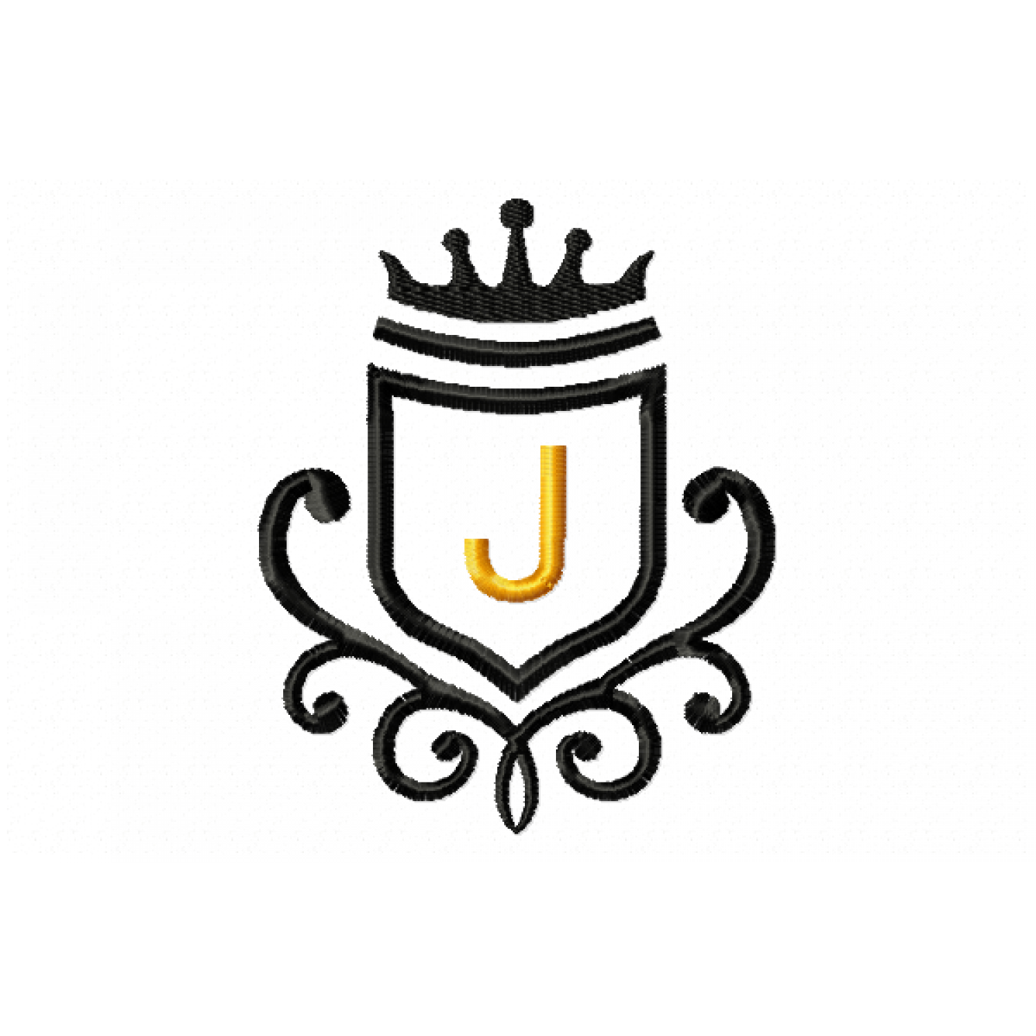 Vintage Royal Letter J Embroidery Design 4x4