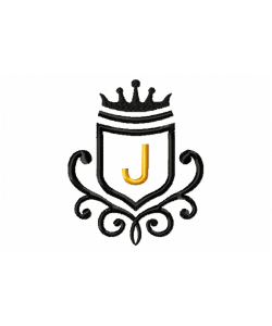 Vintage Royal Letter J Embroidery Design 4x4