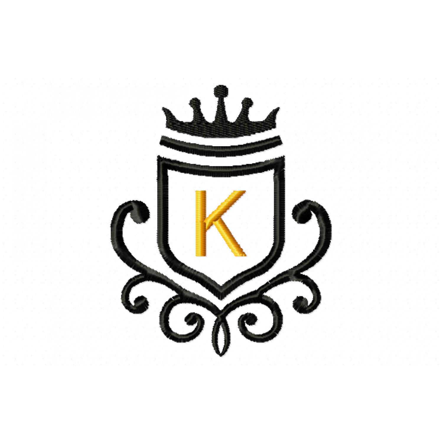 Vintage Royal Letter K Embroidery Design 4x4