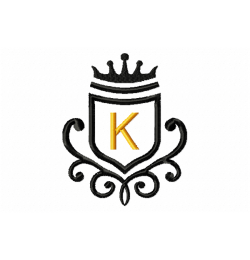 Vintage Royal Letter K Embroidery Design 4x4