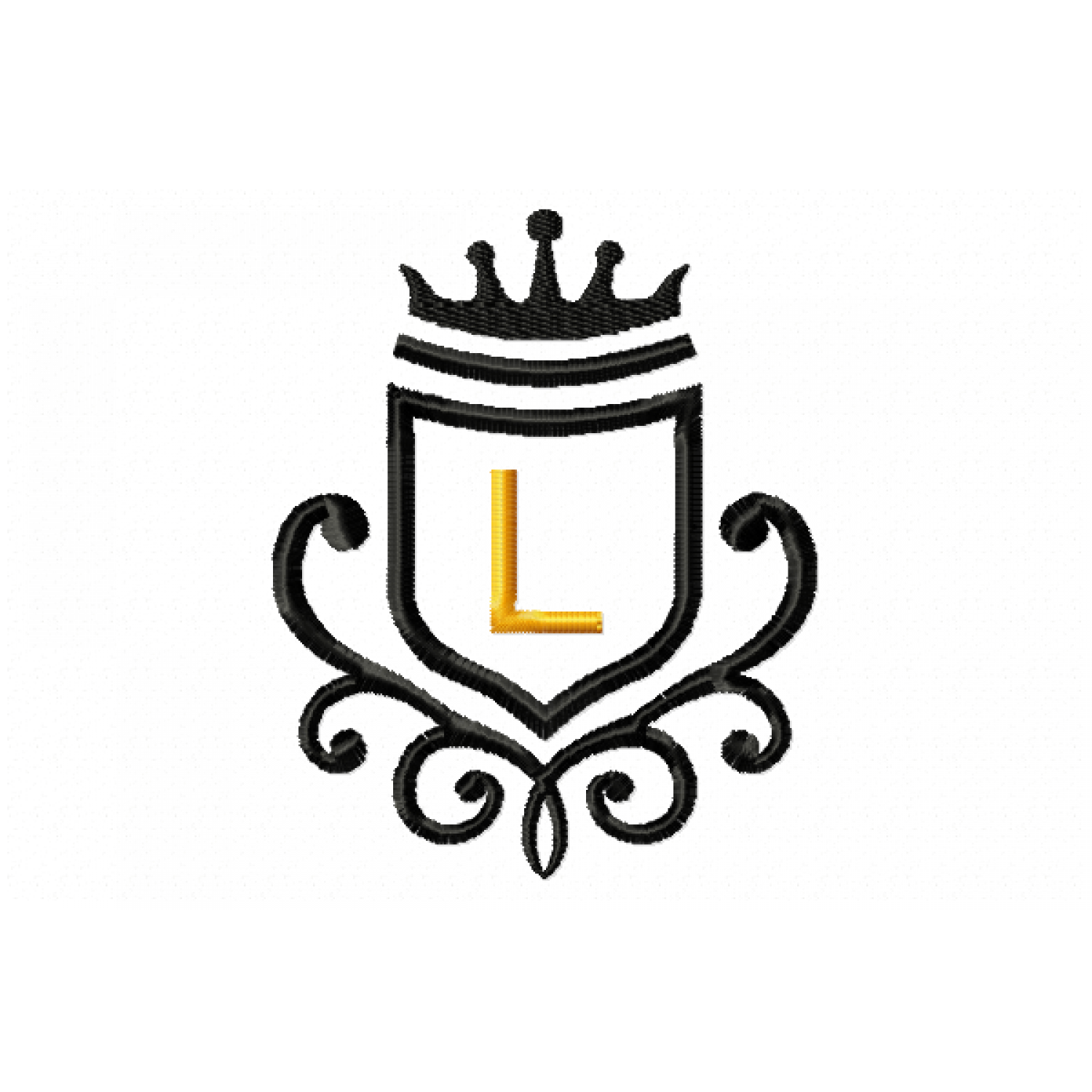 Vintage Royal Letter L Embroidery Design 4x4