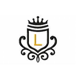 Vintage Royal Letter L Embroidery Design 4x4