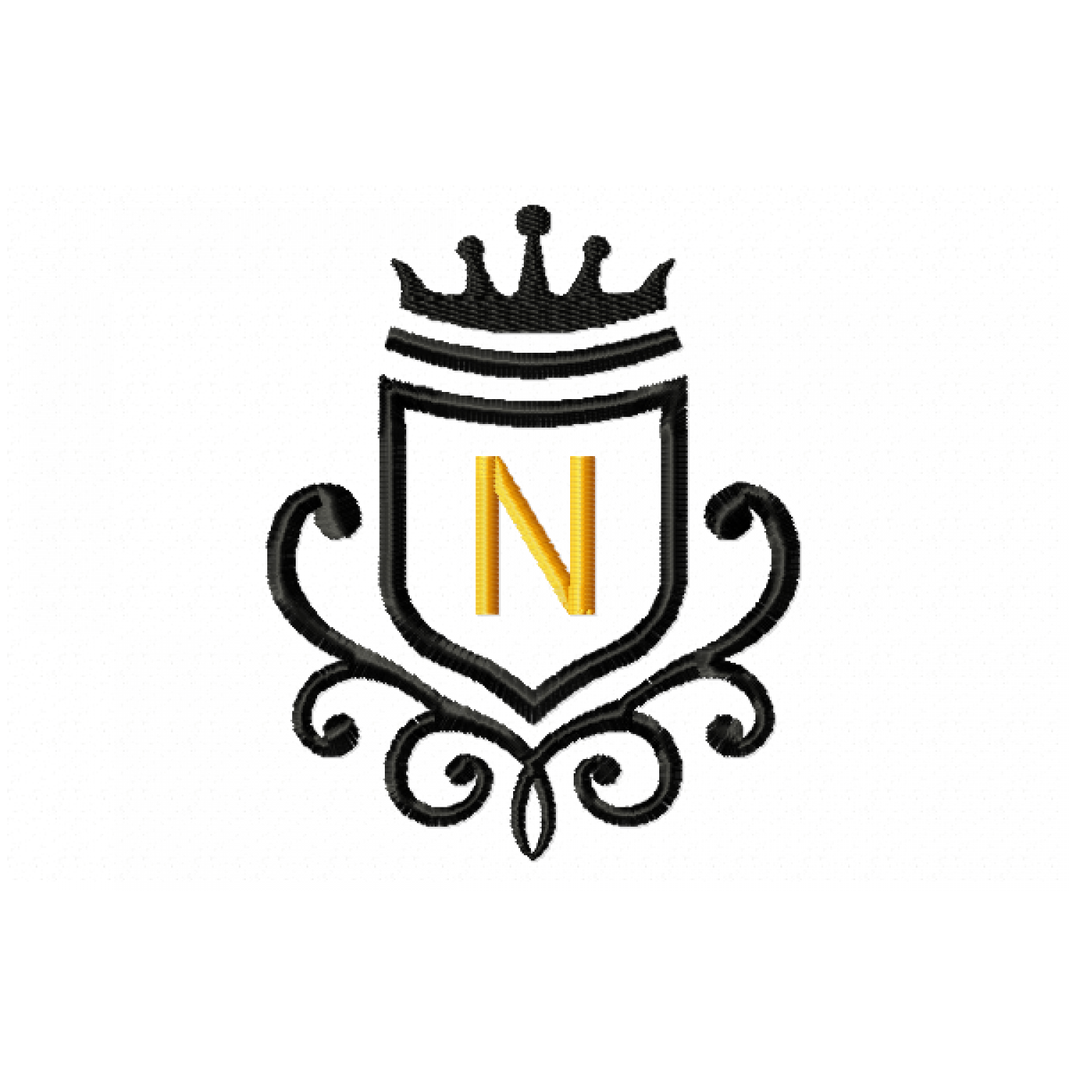 Vintage Royal Letter N Embroidery Design 4x4