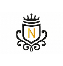 Vintage Royal Letter N Embroidery Design 4x4