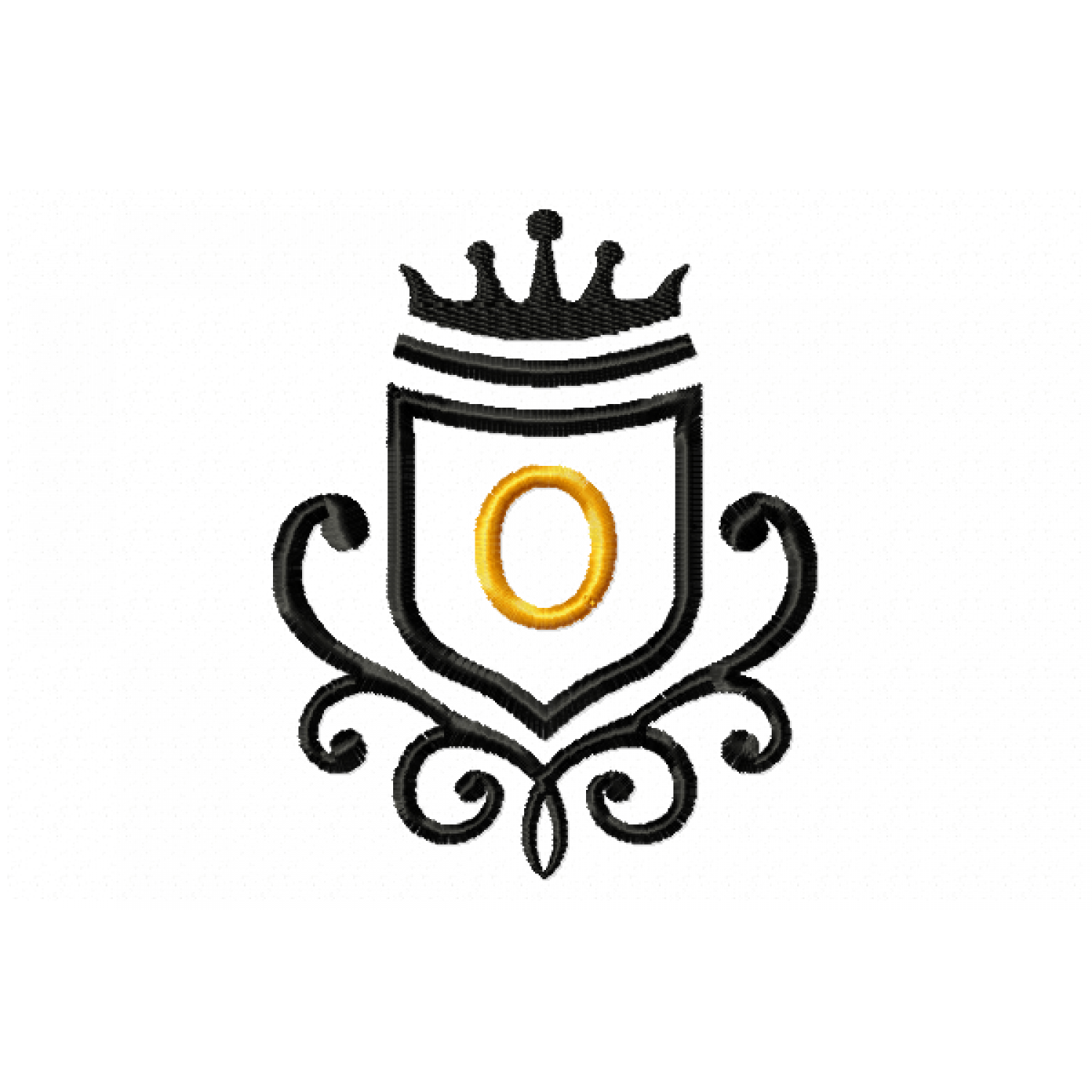 Vintage Royal Letter O Embroidery Design 4x4