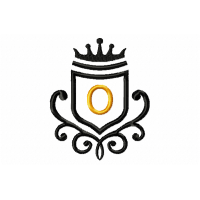 Vintage Royal Letter O Embroidery Design 4x4