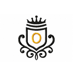 Vintage Royal Letter O Embroidery Design 4x4