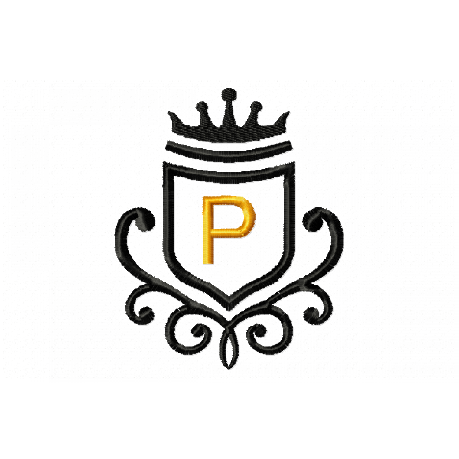 Vintage Royal Letter P Embroidery Design 4x4