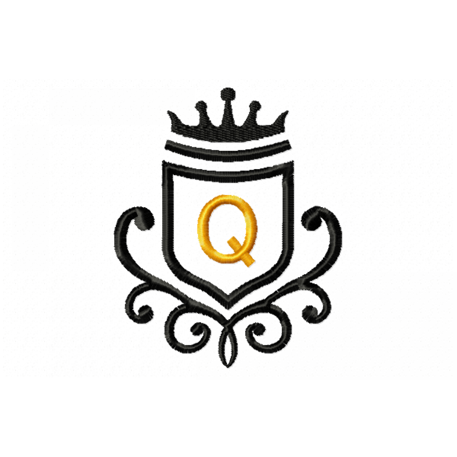 Vintage Royal Letter Q Embroidery Design 4x4