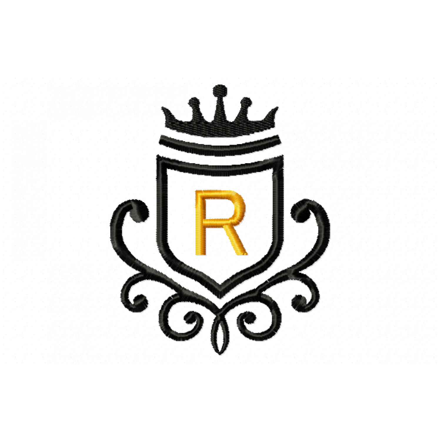 Vintage Royal Letter R Embroidery Design 4x4