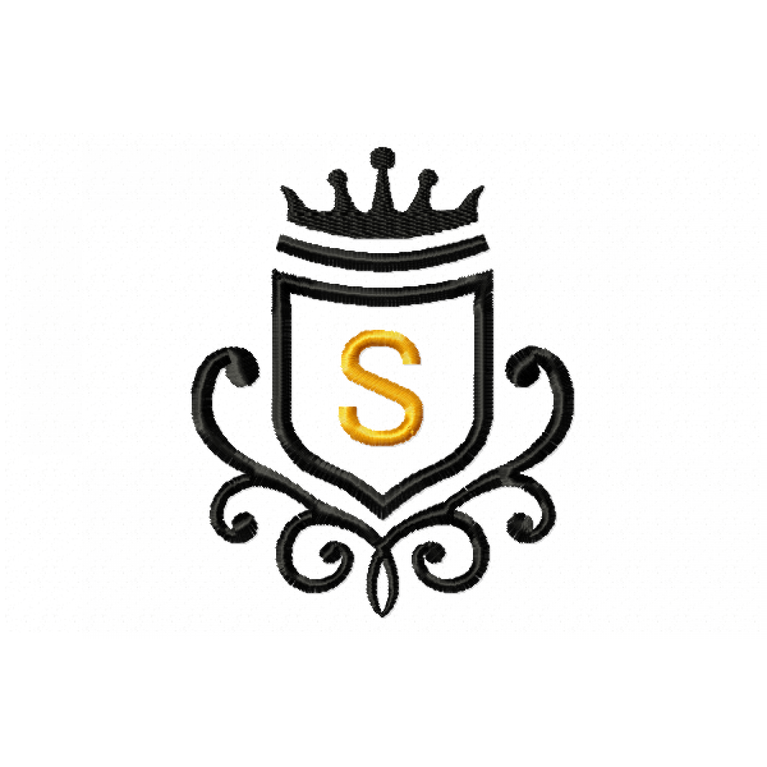 Vintage Royal Letter S Embroidery Design 4x4