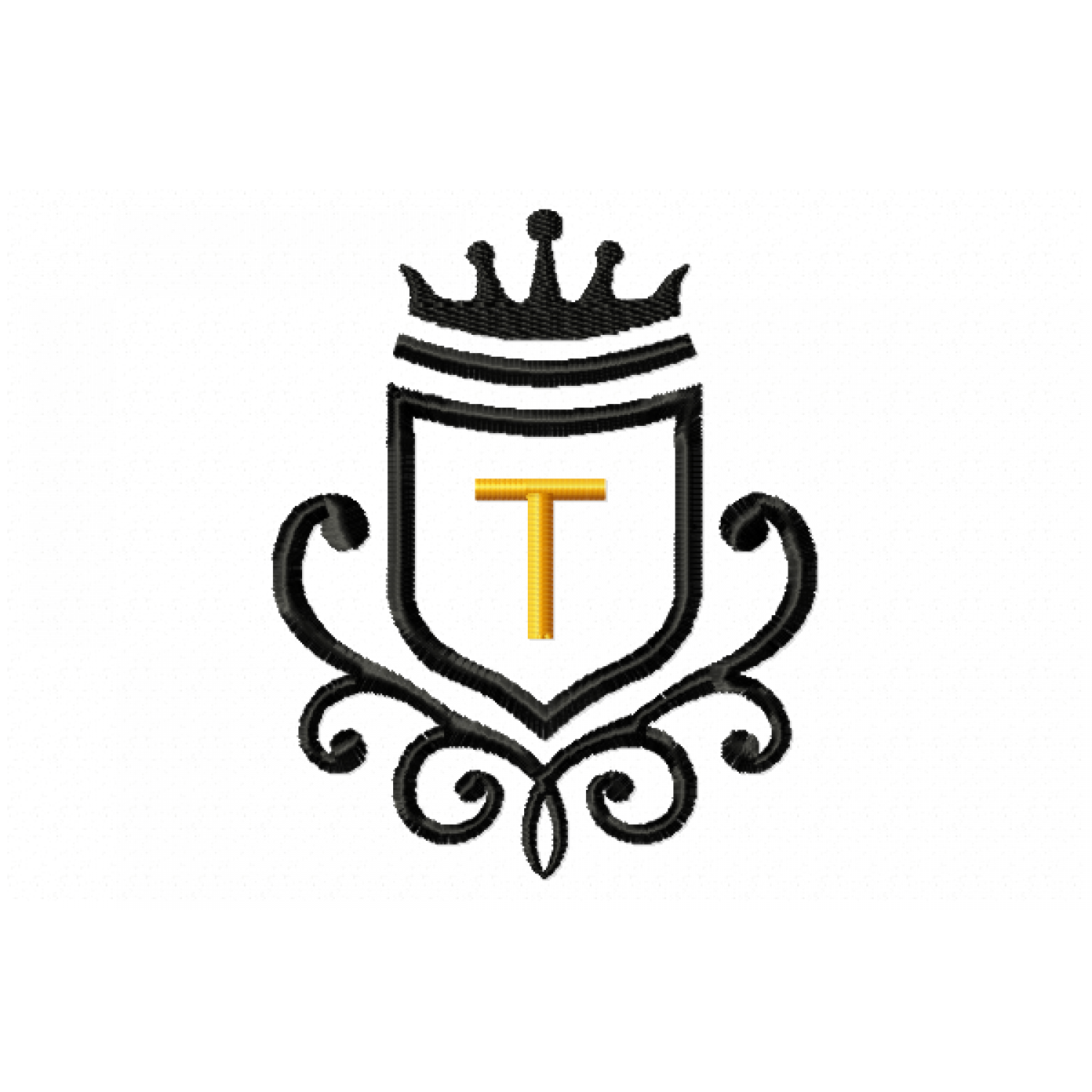 Vintage Royal Letter T Embroidery Design 4x4