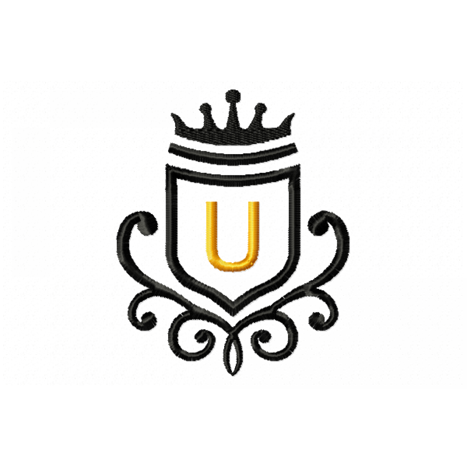 Vintage Royal Letter U Embroidery Design 4x4