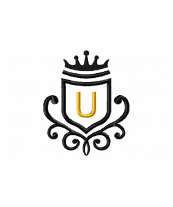 Vintage Royal Letter U Embroidery Design 4x4