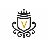 Vintage Royal Letter V Embroidery Design 4x4