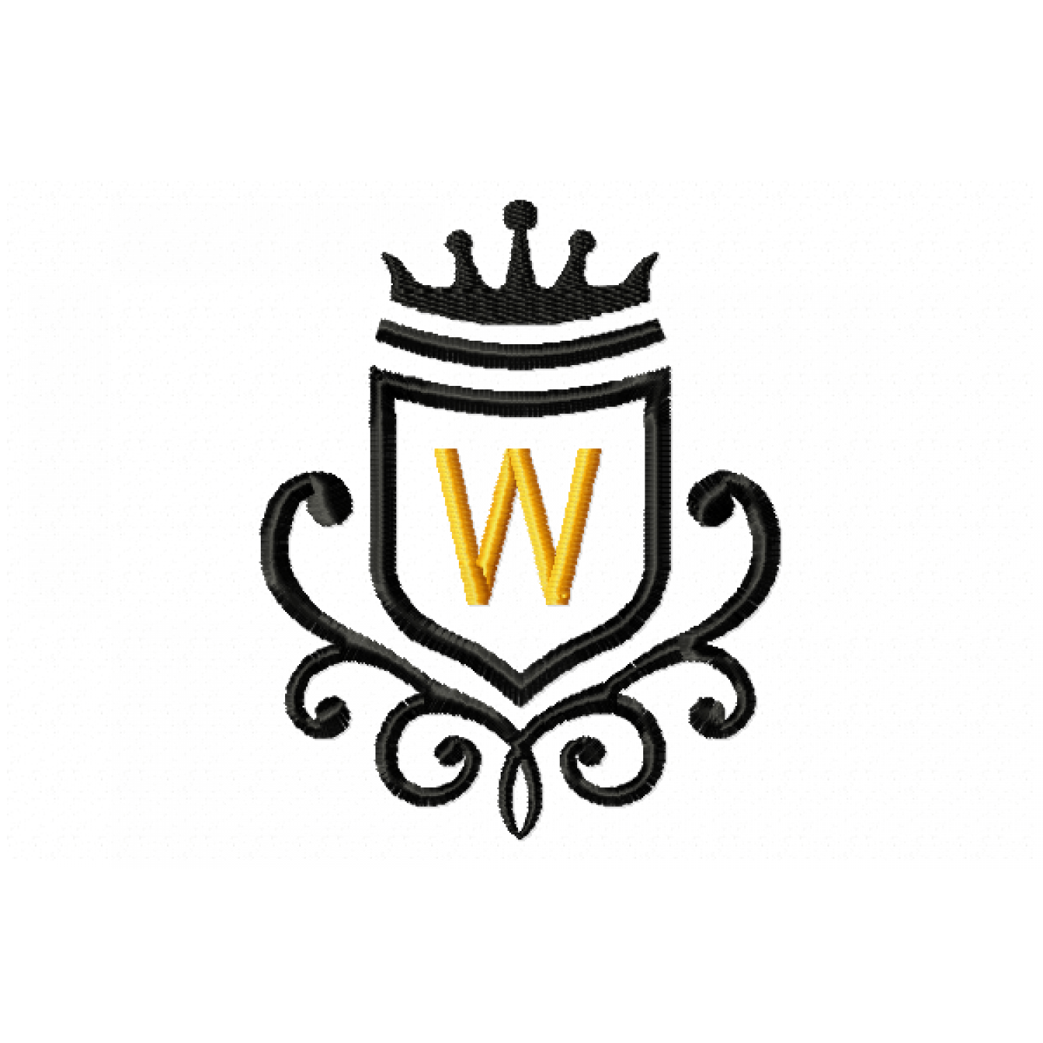 Vintage Royal Letter W Embroidery Design 4x4