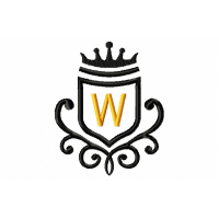 Vintage Royal Letter W Embroidery Design 4x4