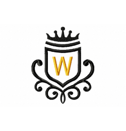Vintage Royal Letter W Embroidery Design 4x4