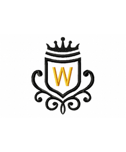 Vintage Royal Letter W Embroidery Design 4x4