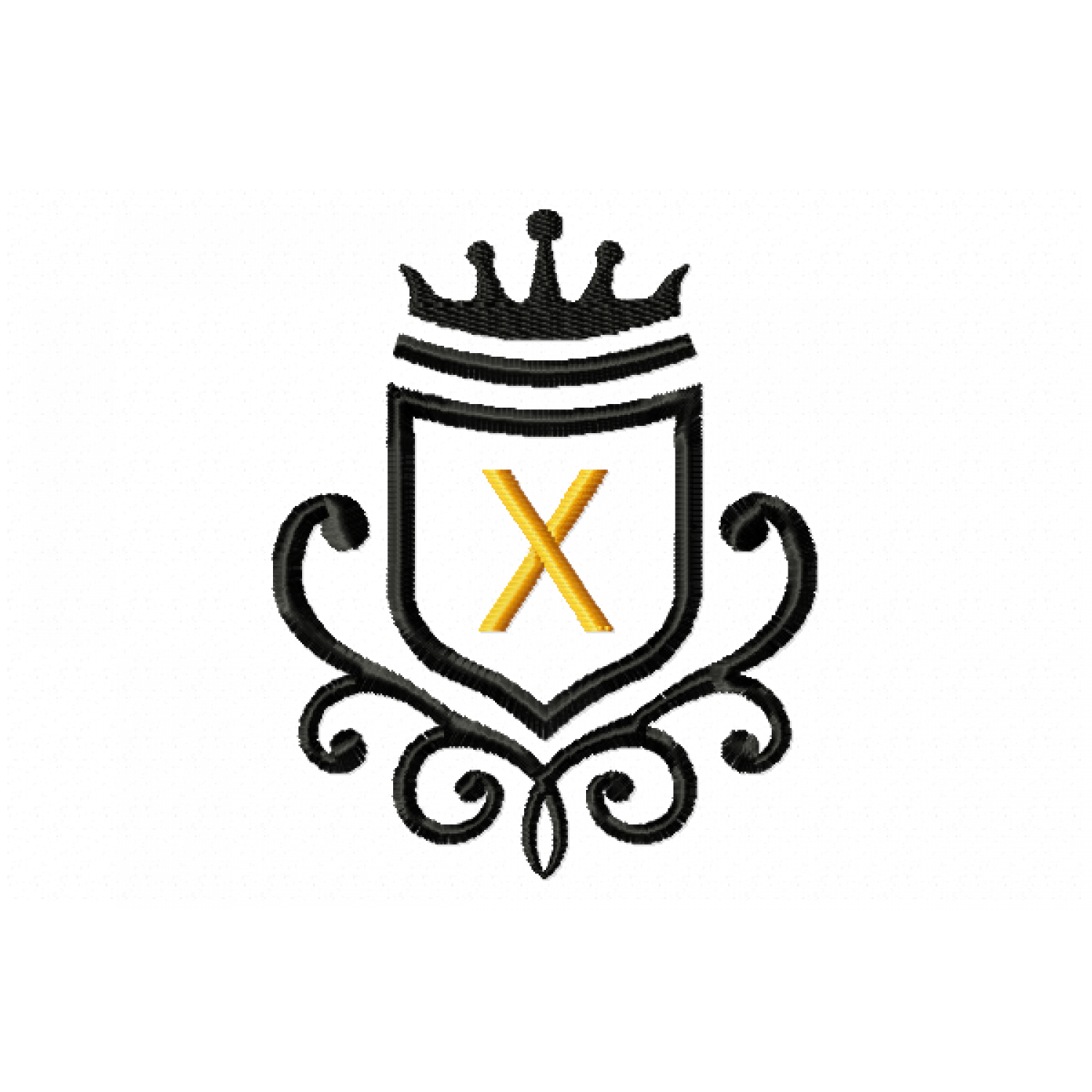 Vintage Royal Letter X Embroidery Design 4x4