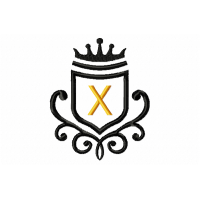 Vintage Royal Letter X Embroidery Design 4x4